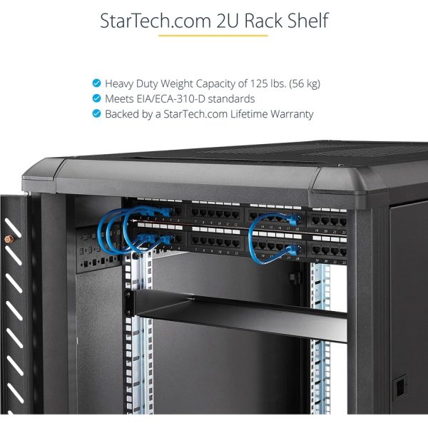 StarTech.com 2U Server Rack Cabinet Shelf - Fixed 18" Deep Cantilever Rackmount Tray for 19" Data/AV/Network Enclosure - Weight Cap. 125lbs/56kg - Image 6