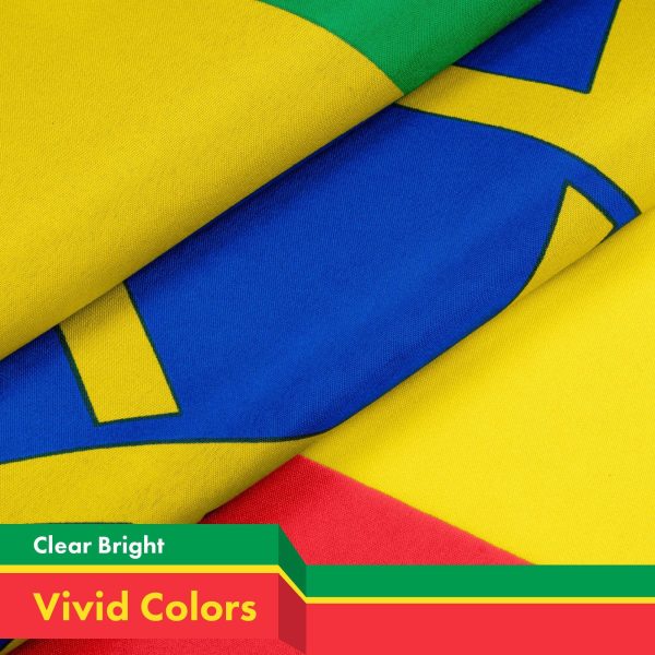 G128 10 Pack: Ethiopia (Ethiopian) Flag | 3x5 feet | Printed 150D Indoor/Outdoor, Vibrant Colors, Brass Grommets, Quality Polyester, Much Thicker More Durable Than 100D 75D Polyester - Image 3