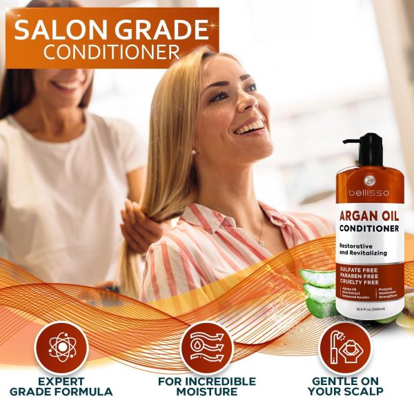 Argan Oil Conditioner   Sulfate Free with No Parabens   Moroccan Botanicals for Women and Men   Professional Moisturizing Anti Frizz Hydrating Solution for Dry Wavy Curly and Color Treated Hair - Image 5