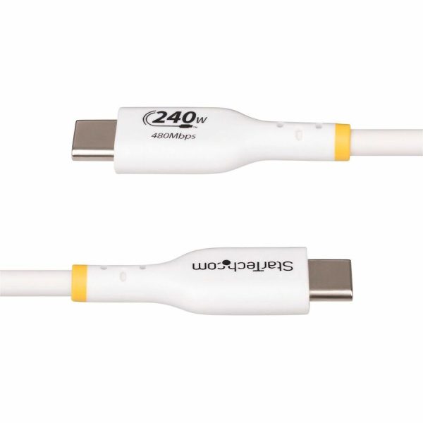StarTech.com 10ft White USB-C Charging Cable, USB-IF Certified USB C Cable, 240W PD EPR, USB 2.0 Type-C Laptop Charger Cord, TPE Jacket - Image 3
