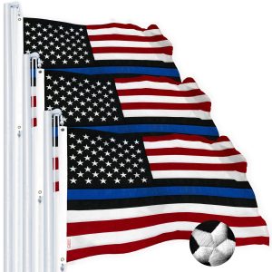 G128 3 PACK: Blue Lives Matter Flag 3x5 Ft Embroidered Spun Polyester