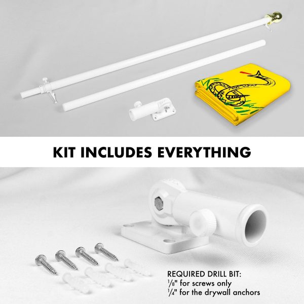 G128 Combo Pack: Flag Pole 6 FT White Tangle Free & No Step On Snek Flag 3x5ft 150D Printed Polyester - Image 2