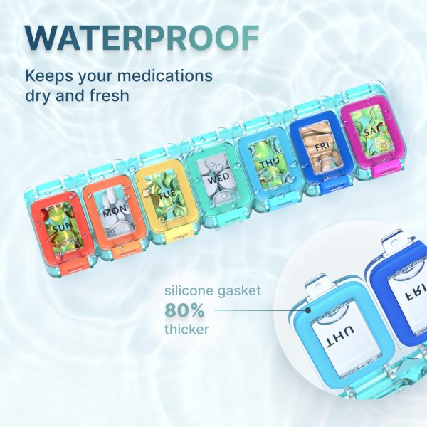 Weekly Medicine Pill Organizer Waterproof 7 Day Large Pill Box Daily Pill Case Cute Vitamin Organizer Portable Pill Container Travel Pills Holder XL Supplement Medication Dispenser One a Day - Image 2