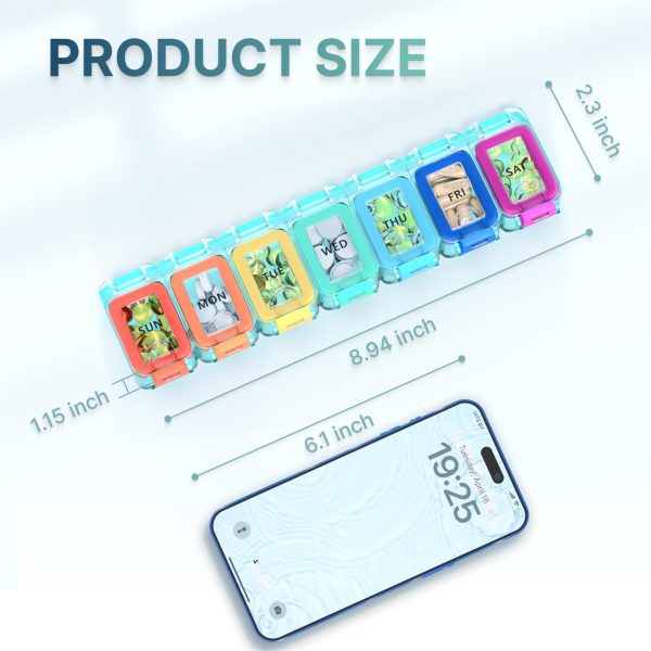 Weekly Medicine Pill Organizer Waterproof 7 Day Large Pill Box Daily Pill Case Cute Vitamin Organizer Portable Pill Container Travel Pills Holder XL Supplement Medication Dispenser One a Day - Image 4