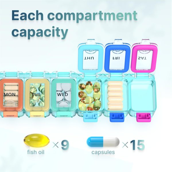 Weekly Medicine Pill Organizer Waterproof 7 Day Large Pill Box Daily Pill Case Cute Vitamin Organizer Portable Pill Container Travel Pills Holder XL Supplement Medication Dispenser One a Day - Image 5