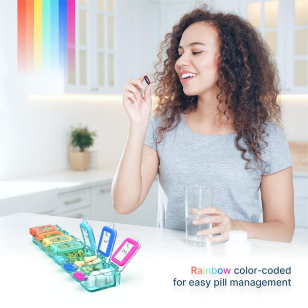 Weekly Medicine Pill Organizer Waterproof 7 Day Large Pill Box Daily Pill Case Cute Vitamin Organizer Portable Pill Container Travel Pills Holder XL Supplement Medication Dispenser One a Day - Image 6