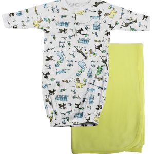 Print Infant Gown And Recieving Blanket Cs_0095