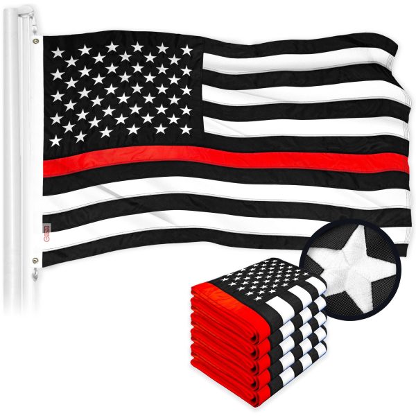 Thin Red Line State Flag 2x3FT 5-Pack Embroidered Polyester By G128