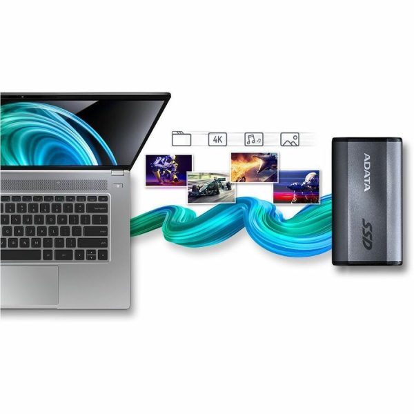 Adata SE800 AELI-SE880-500GCGY 500 GB Portable Rugged Solid State Drive - External - Titanium Gray - Image 2