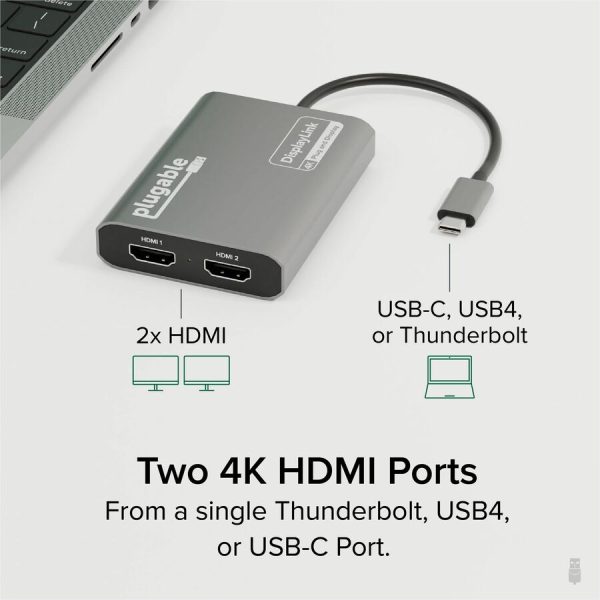 Plugable USB C to HDMI Adapter, Dual Monitor 4K 60Hz for Apple Mac M1/M2/M3 - Image 2