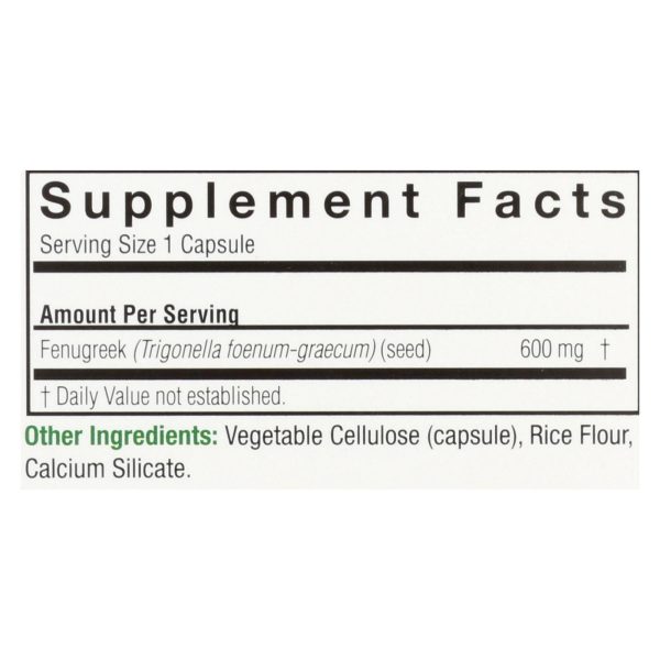 Nature's Answer - Fenugreek Seed - 90 Vegetarian Capsules - Image 2