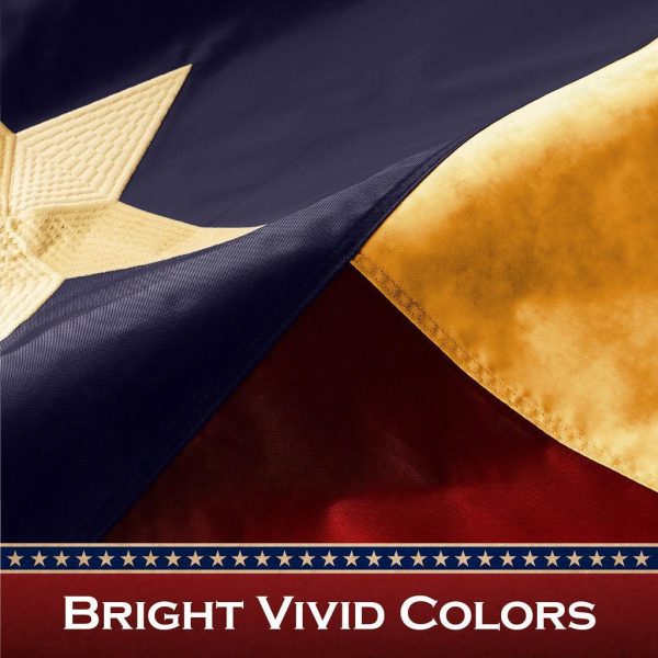 G128 2 Pack: Texas Tea-Stained TX State Flag | 2.5x4 Ft | ToughWeave Pro Series Pole Sleeve Embroidered 420D Polyester | Embroidered Design, Indoor/Outdoor, High Quality, NO Flagpole Included - Image 4