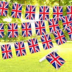 G128 United Kingdom UK Bunting Banner | Flag 8.2 x 5.5 Inch, Full String 33 Feet | Printed 150D Polyester, Decorations For Bar, School, Festival Events Celebration