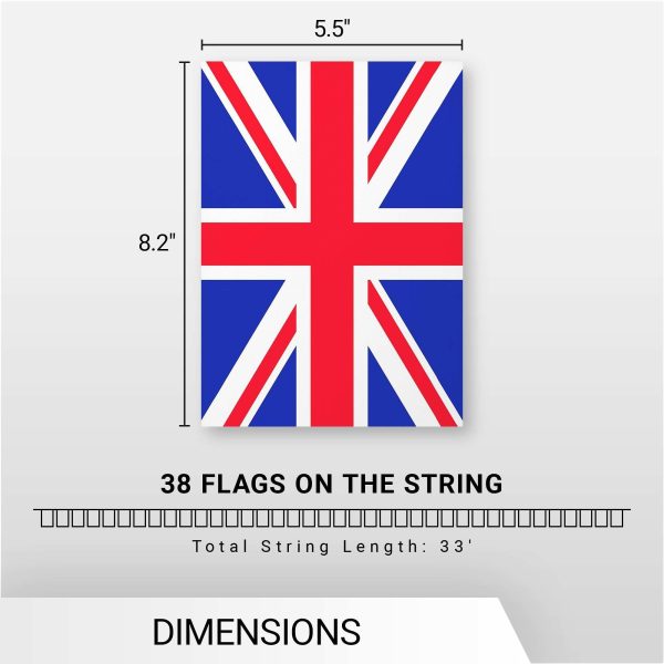 G128 United Kingdom UK Bunting Banner | Flag 8.2 x 5.5 Inch, Full String 33 Feet | Printed 150D Polyester, Decorations For Bar, School, Festival Events Celebration - Image 7