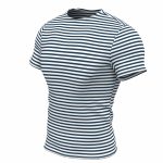 Genuine Striped Short Sleeved T-Shirt Top Cotton Sailor Shirt Navy Blue Original Telnyashka M