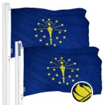 G128 2 Pack: Indiana IN State Flag | 2.5x4 Ft | ToughWeave Series Embroidered 300D Polyester | Embroidered Design, Indoor/Outdoor, Brass Grommets