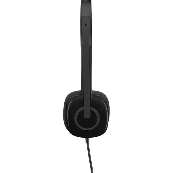 Logitech H151 Stereo Headset with Rotating Boom Mic (Black) - Stereo - 3.5MM AUDIO JACK CONNECTION - Wired - In-Line Control - 22 Ohm - 20 Hz - 20 kHz - Over-the-head - 5.9 ft Cable - Black - Image 8