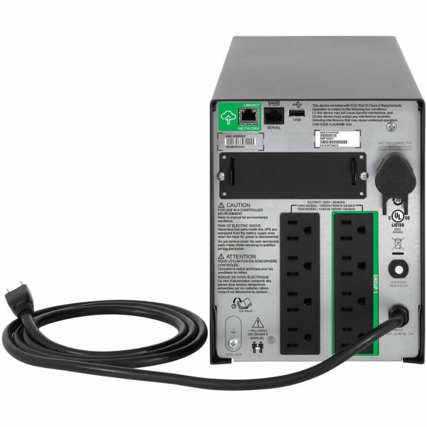 [TAA] APC Smart-UPS, Line Interactive, 1500VA, Tower, 120V, 8x NEMA 5-15R outlets, SmartConnect Port+SmartSlot, AVR, LCD, TAA - Image 2