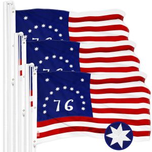 G128 3 Pack: Bennington 76 Flag | 5x8 Ft | ToughWeave Series Embroidered 300D Polyester | Historical Flag, Embroidered Design, Indoor/Outdoor, Brass Grommets