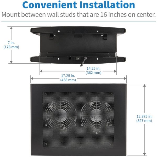 Eaton Tripp Lite Series Network Closet Exhaust Fan, 475 CFM, NEMA 5-15P Input, Black - Image 3
