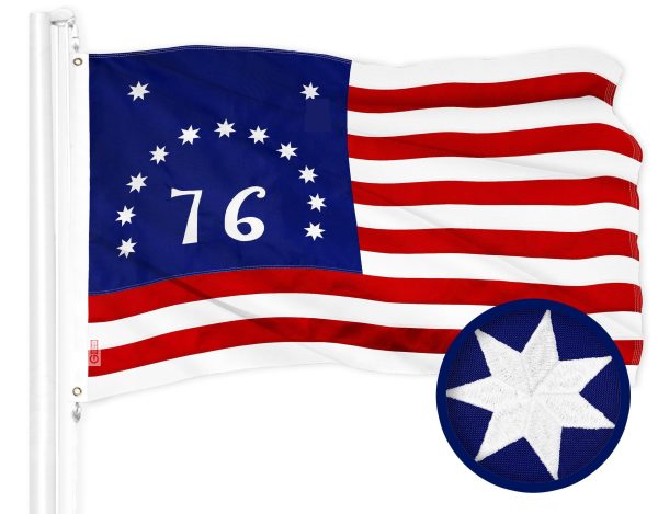 G128 Combo Pack: American USA Flag 3x5 Ft & Bennington 76 Flag 3x5 Ft | Both ToughWeave Series Embroidered 300D Polyester, Embroidered Design, Indoor/Outdoor, Brass Grommets - Image 2