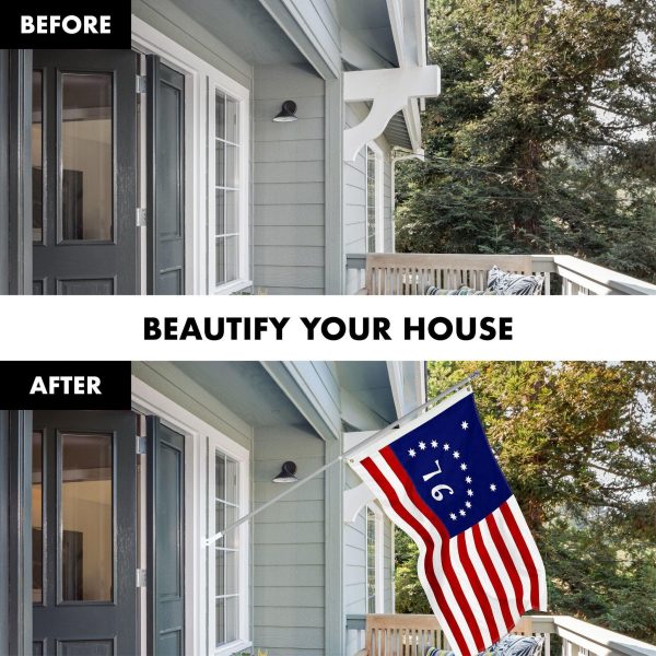 G128 Combo Pack: 6 Ft Tangle Free Aluminum Spinning Flagpole (Silver) & Bennington 76 Flag 3x5 Ft, ToughWeave Series Embroidered 300D Polyester | Pole with Flag Included - Image 3