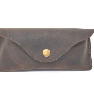 MyMesken Leather Eyeglass Case  Glasses Case   Sunglass Case   Genuine Leather Eyeglasses Case with Snap Closure