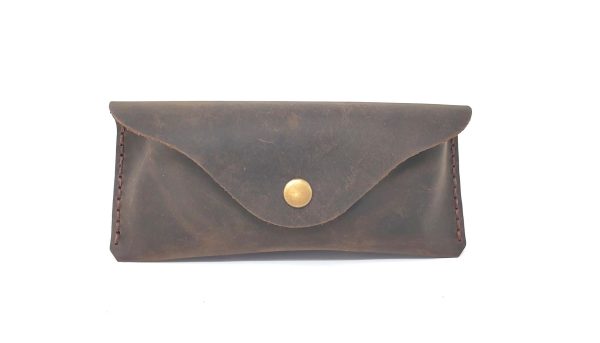 MyMesken Leather Eyeglass Case  Glasses Case   Sunglass Case   Genuine Leather Eyeglasses Case with Snap Closure