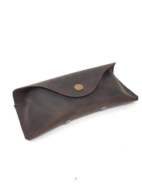 MyMesken Leather Eyeglass Case  Glasses Case   Sunglass Case   Genuine Leather Eyeglasses Case with Snap Closure - Image 2