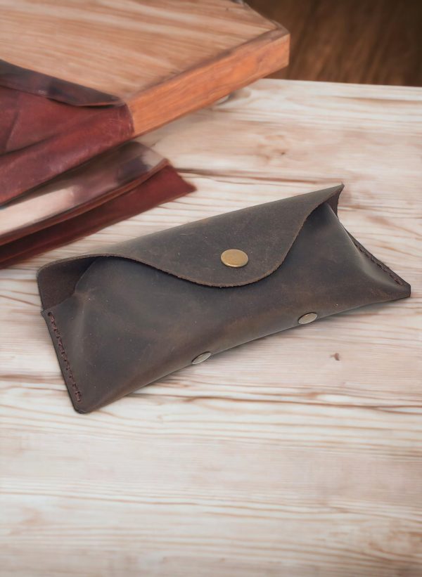 MyMesken Leather Eyeglass Case  Glasses Case   Sunglass Case   Genuine Leather Eyeglasses Case with Snap Closure - Image 4