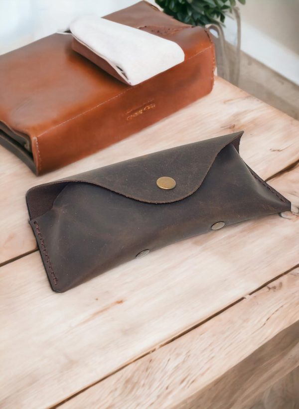 MyMesken Leather Eyeglass Case  Glasses Case   Sunglass Case   Genuine Leather Eyeglasses Case with Snap Closure - Image 5