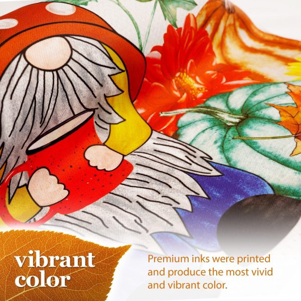 G128 Garden Flag Welcome Gnome with Coffee at Harvest 12"x18" Blockout Fabric - Image 6