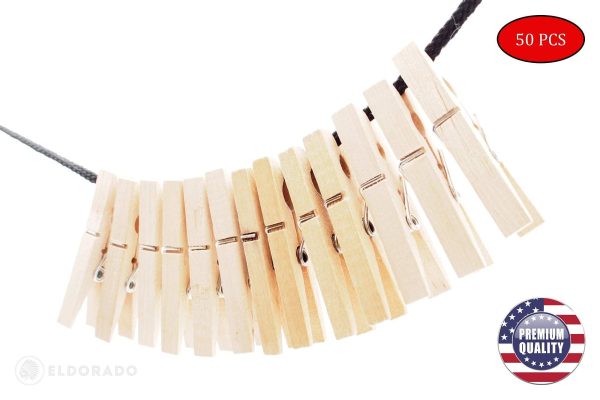 Clothespins Standard Natural Wooden Stain Proof 3 inch for Multipurpose Everyday Laundry Clothes Towels Craft Photos Pictures Decor Baby Shower Art Wall (50) - Image 4