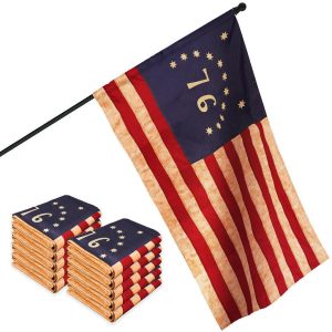 G128 10 Pack: Bennington 76 Tea-Stained Flag | 3x5 Ft | ToughWeave Pro Series Pole Sleeve Embroidered 420D Polyester | Historical Flag, Embroidered Design, High Quality, NO Flagpole Included