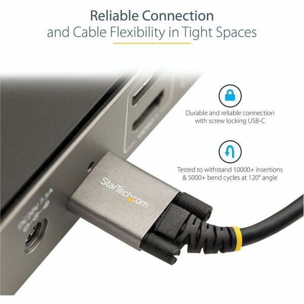 StarTech.com 20" 50cm Side Screw Locking USB C Cable 10Gbps, USB 3.1 Type-C Cable, 5A/100W PD, DP Alt Mode, Dual Screw Lock USB-C Cord - Image 4