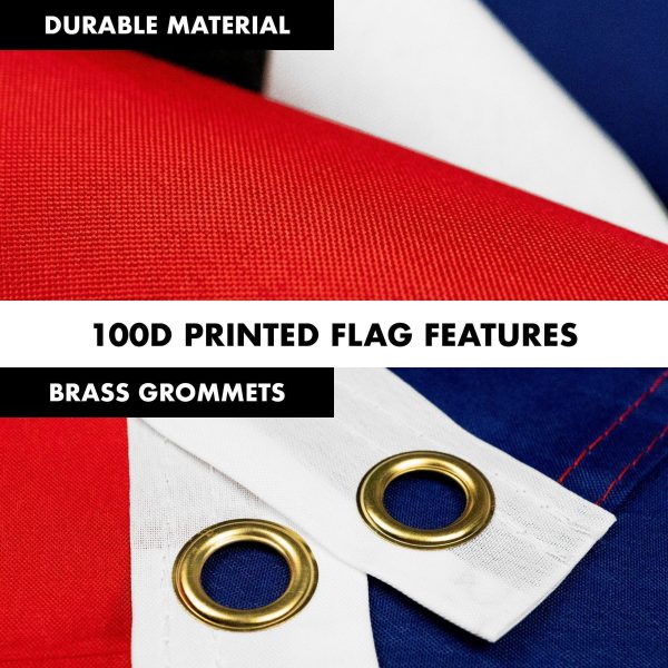 G128 - 6 Feet Tangle Free Spinning Flagpole (Black) Open Brass Grommets Printed 3x5 ft (Flag Included) Aluminum Flag Pole - Image 4