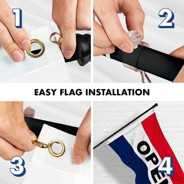 G128 - 6 Feet Tangle Free Spinning Flagpole (Black) Open Brass Grommets Printed 3x5 ft (Flag Included) Aluminum Flag Pole - Image 7