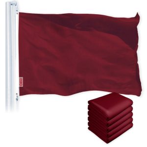 G128 5 Pack: Solid Burgundy Color Flag | 2.5x4 Ft | LiteWeave Pro Series Printed 150D Polyester | Indoor/Outdoor, Vibrant Colors, Brass Grommets, Thicker and More Durable Than 100D 75D Polyester