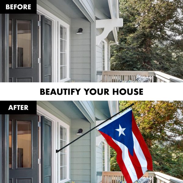 G128 - 6 Feet Tangle Free Spinning Flagpole (Black) Puerto Rico Flag Brass Grommets Embroidered 3x5 ft (Flag Included) Aluminum Flag Pole - Image 3