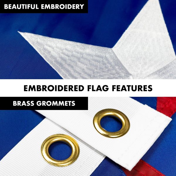 G128 - 6 Feet Tangle Free Spinning Flagpole (Black) Puerto Rico Flag Brass Grommets Embroidered 3x5 ft (Flag Included) Aluminum Flag Pole - Image 4