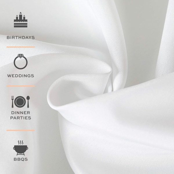 2 Square Tablecloth Covers 52x52 Inch | Table Cloths for Square or Round Table | 200 GSM Washable Wrinkle Resistant Fabric for Weddings Kitchen Restaurant | White | 2 Pack - Image 6