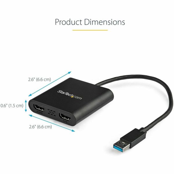 StarTech.com USB 3.0 to Dual HDMI Adapter, USB to 2x HDMI Monitor Converter for Windows (no support for macOS/ChromeOS/Linux) - TAA - Image 2