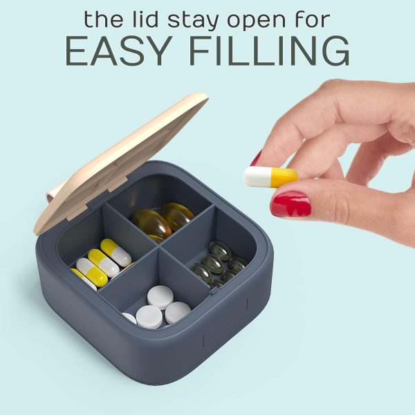 Travel Medicine Pill Organizer Small Pill Box for Purse Mini Pill Case Cute Pill Container Portable Pill Holder Compact Vitamin Supplement Dispenser Pretty Pocket Medication Storage Daily Pills Boxes - Image 5