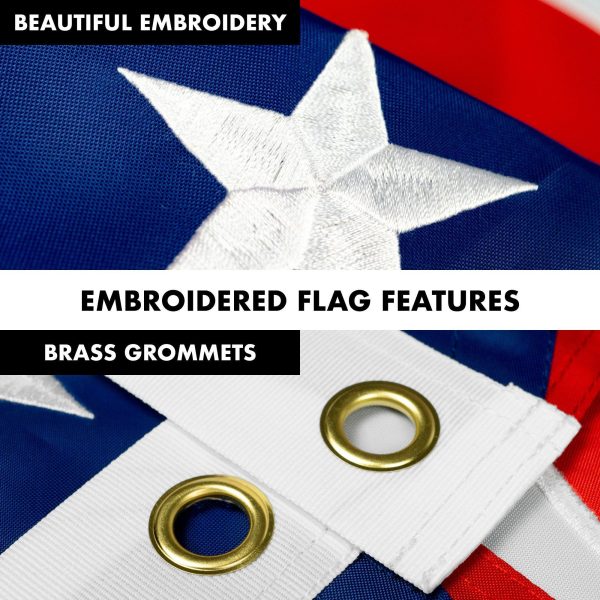 G128 Combo Pack: 5 Ft Tangle Free Aluminum Spinning Flagpole (Black) & Ohio OH State Flag 2x3 Ft, ToughWeave Series Embroidered 300D Polyester | Pole with Flag Included - Image 4