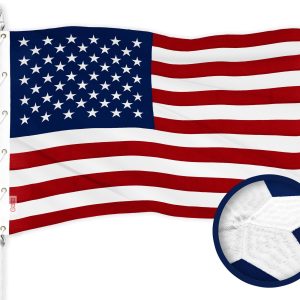 G128 American USA Flag | 20x38 Ft | ToughWeave Series Embroidered 600D Polyester | Country Flag, Embroidered Stars, Sewn Stripes, Indoor/Outdoor, Brass Grommets