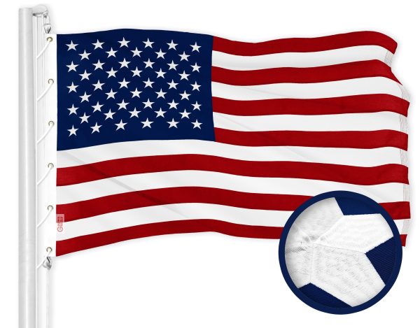 G128 American USA Flag | 20x38 Ft | ToughWeave Series Embroidered 600D Polyester | Country Flag, Embroidered Stars, Sewn Stripes, Indoor/Outdoor, Brass Grommets