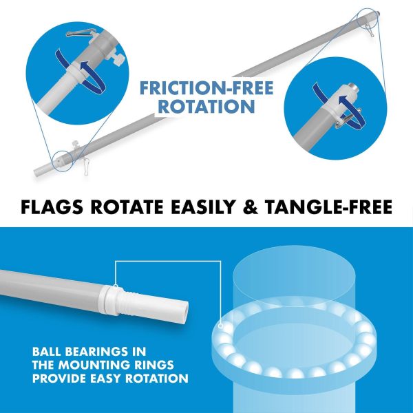 G128 Combo Pack: 6 Ft Tangle Free Aluminum Spinning Flagpole (Silver) & An Appeal to Heaven Tea-Stained Flag 3x5 Ft, Double ToughWeave Pro Series DS Embroidered 420D Poly | Pole with Flag Included - Image 9