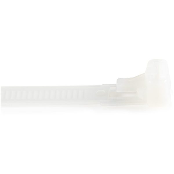 StarTech.com 10"(25cm) Reusable Cable Ties, 2-1/2"(65mm) Dia. 50lb(22Kg) Tensile Strength, Nylon, In/Outdoor, UL Listed, 100 Pack, White - Image 2