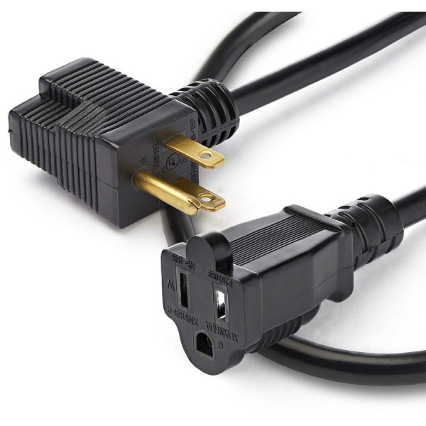 StarTech.com 1ft (0.3m) Short Extension Cord, NEMA 5-15P/R to NEMA 5-15R, 13A 125V, 16AWG, Black, Outlet Saver Power Extension Cable - Image 2