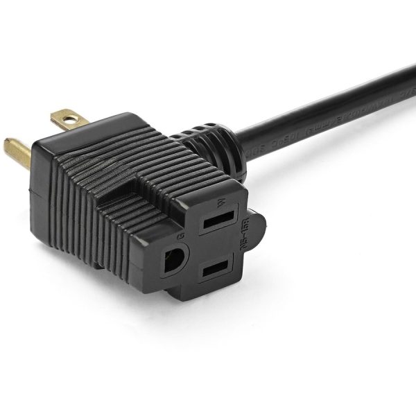 StarTech.com 1ft (0.3m) Short Extension Cord, NEMA 5-15P/R to NEMA 5-15R, 13A 125V, 16AWG, Black, Outlet Saver Power Extension Cable - Image 4